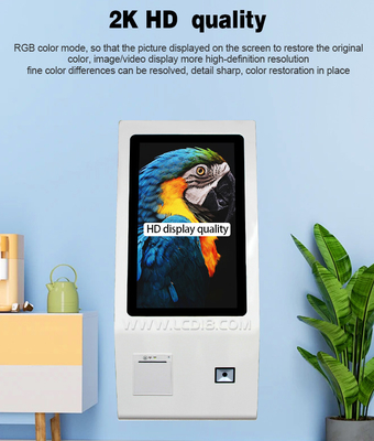 Imprimante de billets de bureau de 24 pouces QR Code Android PC AIO Scanner automatique sans argent liquide Kiosque de libre-service Pour le restaurant